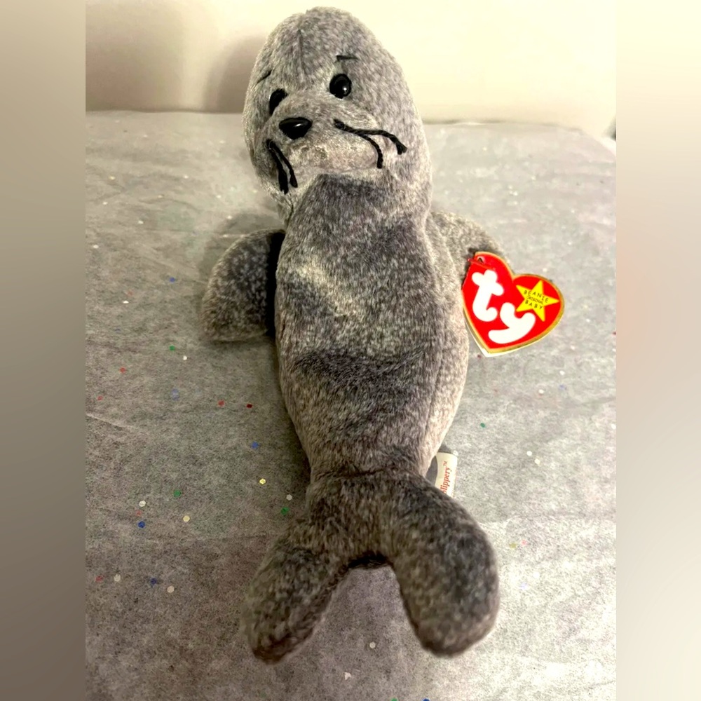 Beanie Baby Slippery The Seal 1998 Retired WITH TAG ERRORS.